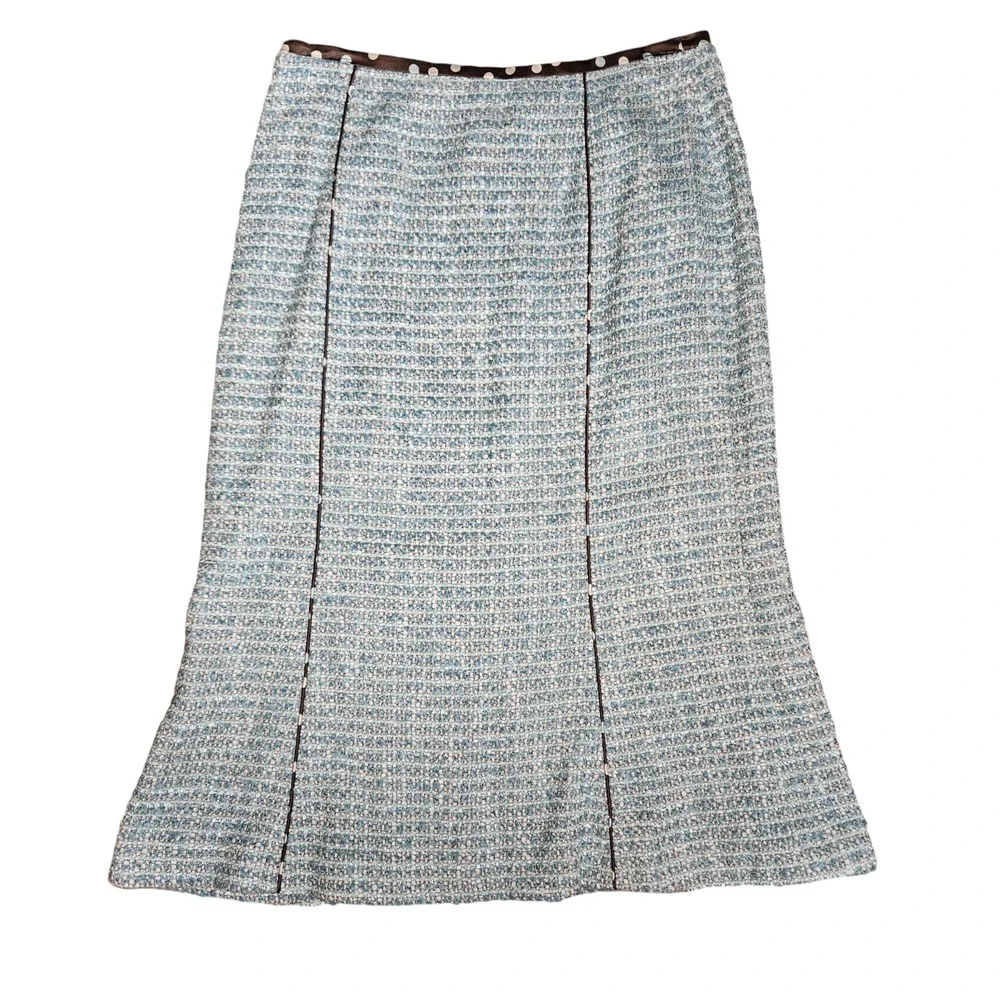 Escada Exclusive For Neiman Marcus Wool Blend Tweed Mermaid Skirt Midi Womens 34